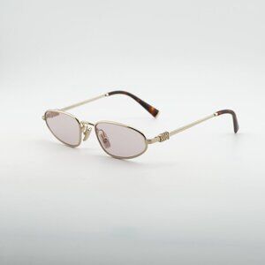 Miu Miu MUA52S ZVN4I0 Sunglasses Gold Cat Eye Frame, Pink Lenses